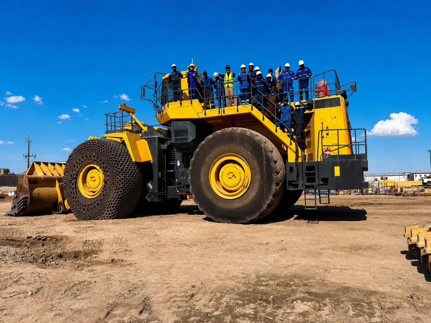 Our team with a large wheel loader